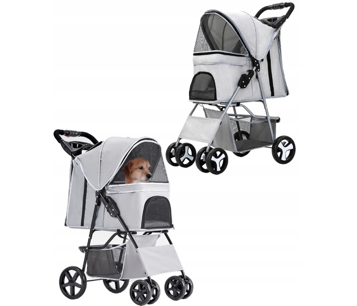 Levně Sportovní Kočárek Pro Psa Zvířat Do 15 Kg Šedý Costway