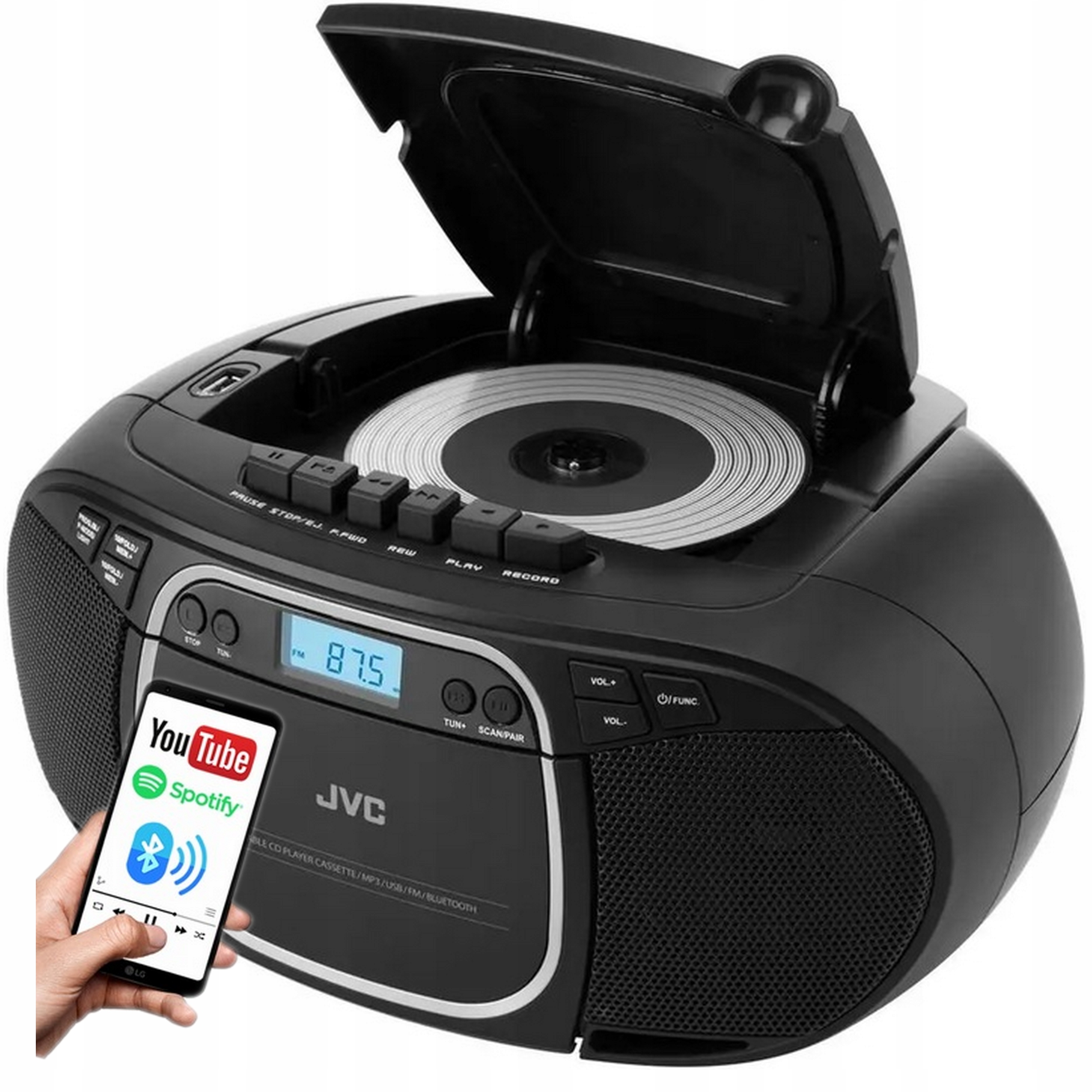 Boombox Jvc Radiopřehrávač CD Usb LCD displej MP3 Rádio černá RC-E451B