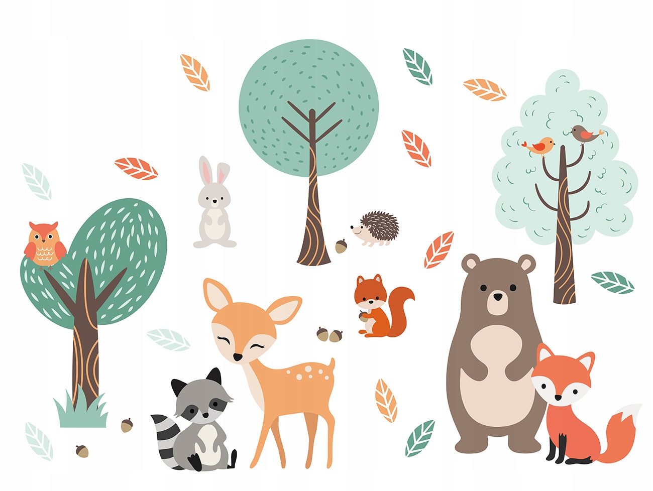 Naklejki ścienne ZWIĘRZĄTKA LEŚNE miś sarenka lis