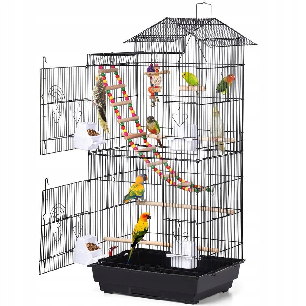 Velká Voliérová Klec Pro Papoušky Kanárky Exotického Ptactva, Černý Papoušek