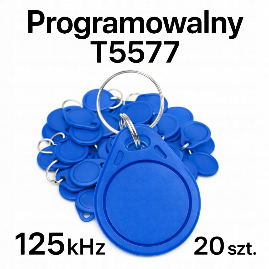 10 SZT. Brelok PROGRAMOWALNY RFID 125kHz T5577 Unique MIA EMB2 Blue