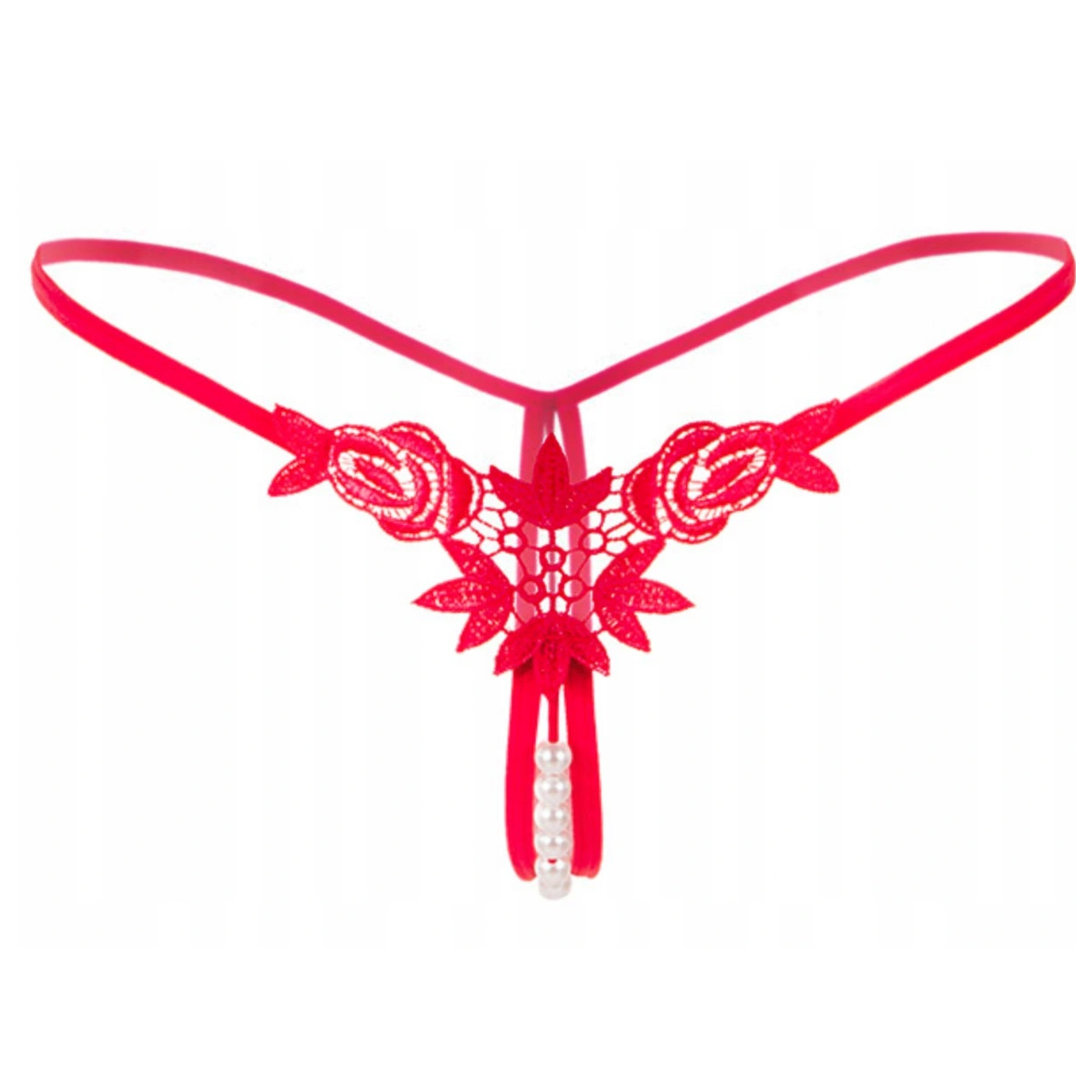 

Stringi z perełkami Majtki kwiat Wycięcia czerwone