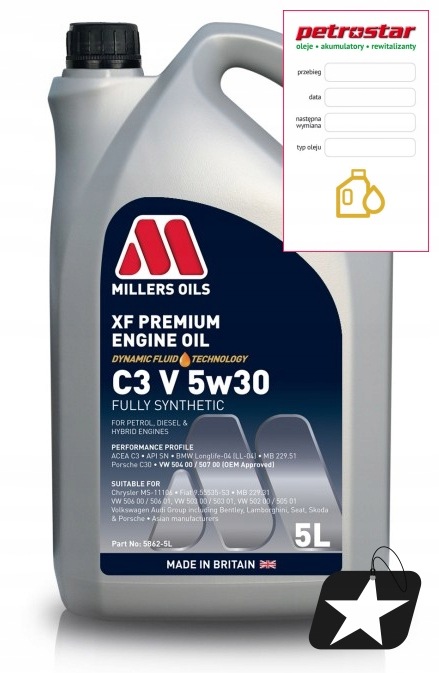 Millers Oils Xf Premium C3 Vw 5W30 5L