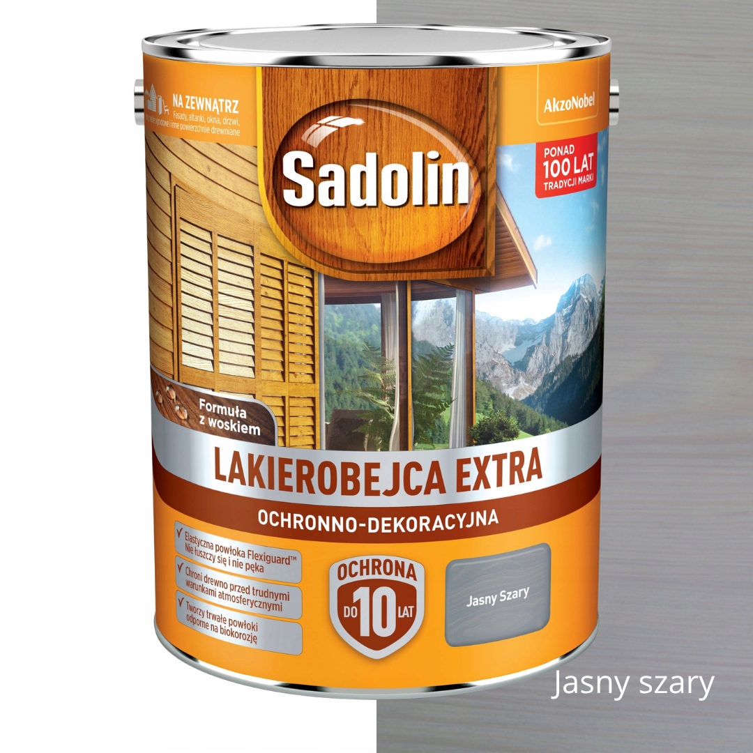Sadolin Extra Lakierobejca Trwała Ochrona I Dekoracja 5L Jasny Szary