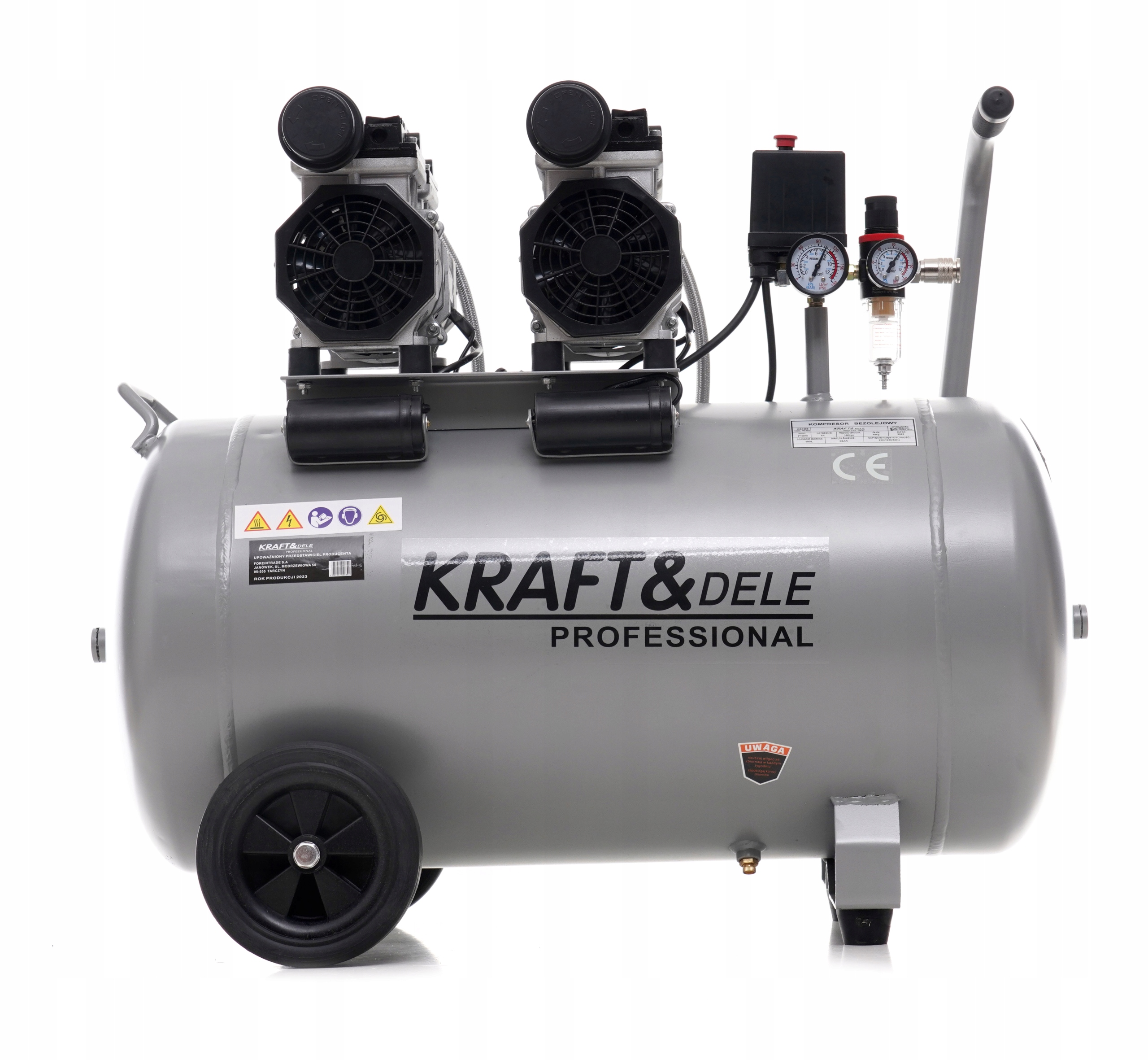 SPRĘŻARKA POWIETRZA KOMPRESOR BEZOLEJOWY 100L GRATIS ZESTAW 8w1 Model KD1398