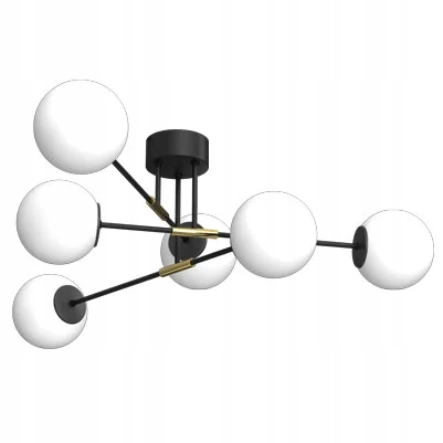 Luminex Stropná lampa Glame 6xE27, čierno-zlatá, sklenené gule