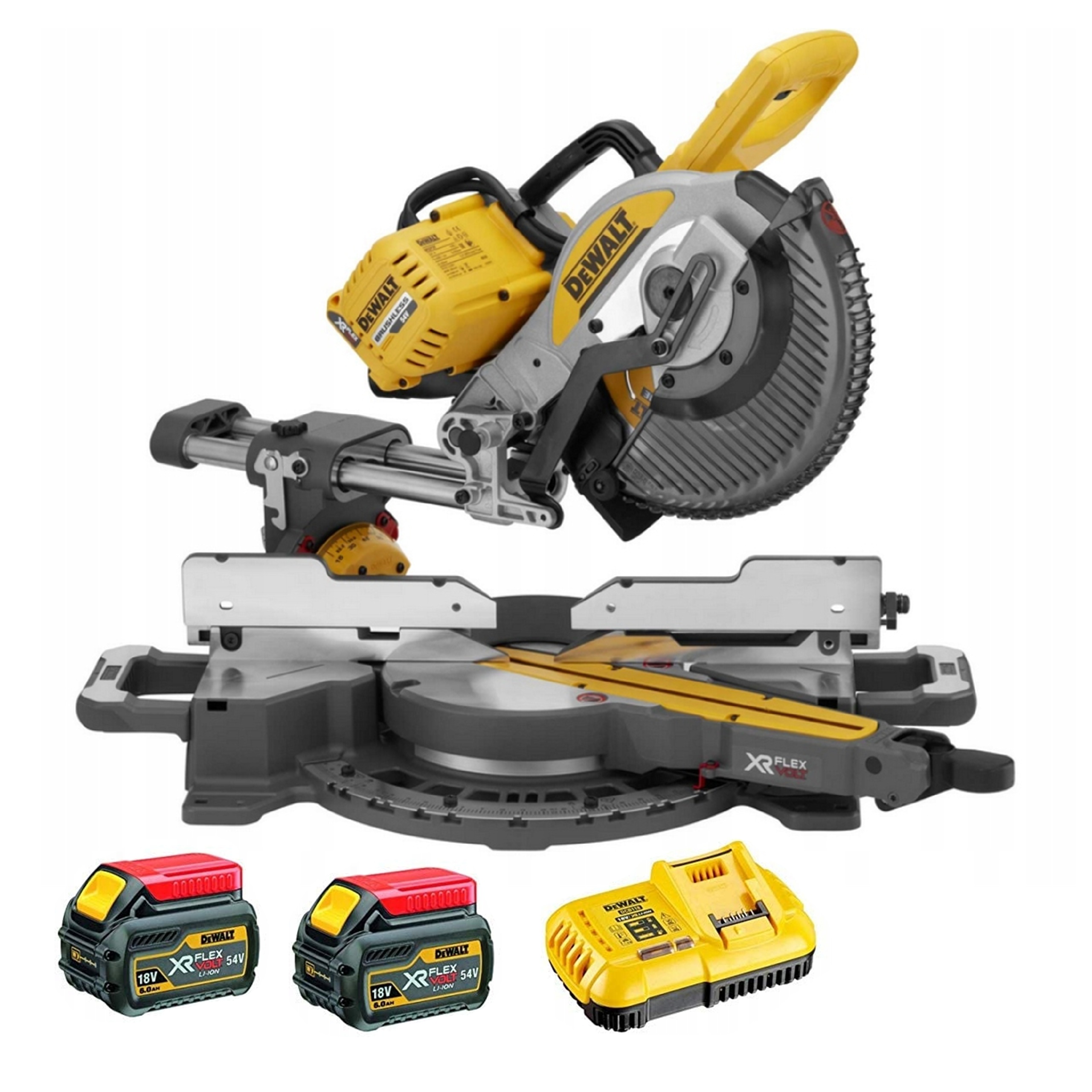 Piła Ukośnica Z Posuwem Akumulatorowa Dewalt DCS727T2 250mm 2x6,0Ah 54V