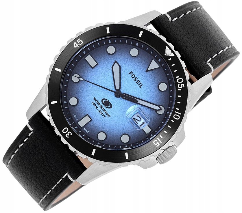 Módní Pánský Mládežnický Diver Fossil FS5960 Modrý S Lupou 100M Box 42mm
