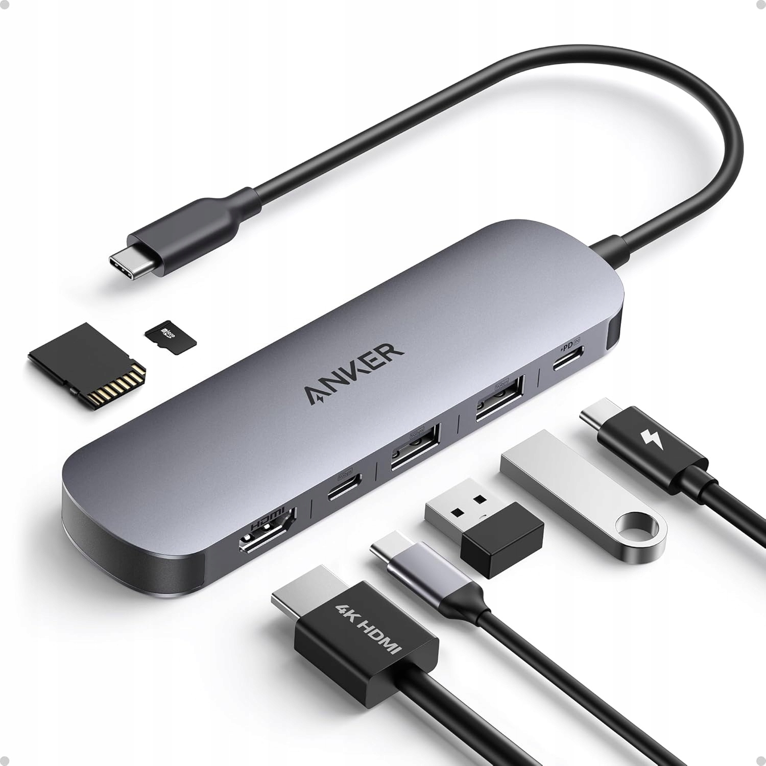 Čtečka Hub Usb-c 7V1 Hdmi 4K 60HZ Pd 85W Sd Microsd