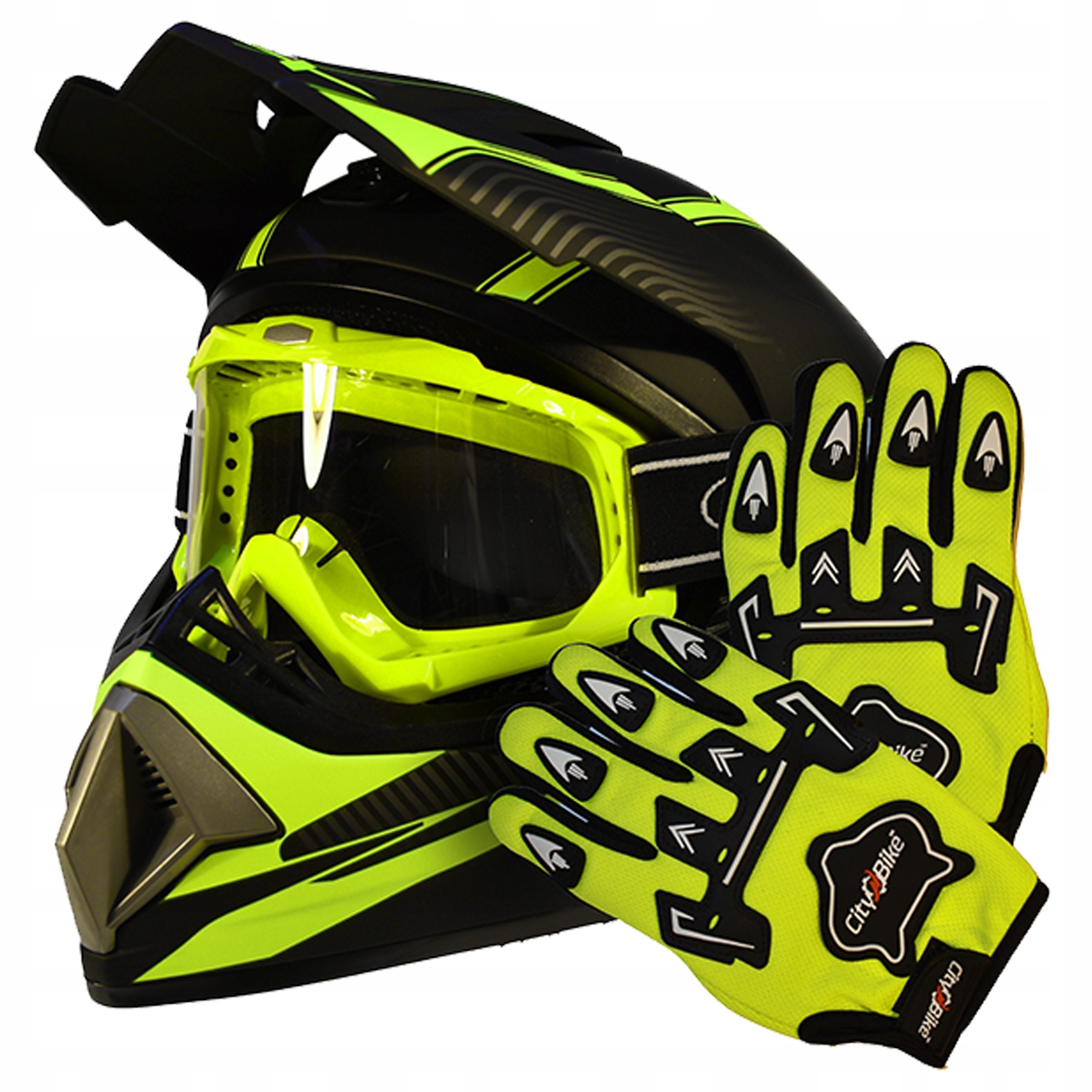 Kask Crossowy Gogle Rękawice Enduro Quad Atv Rower Mtb Bmx Hulajnoga L