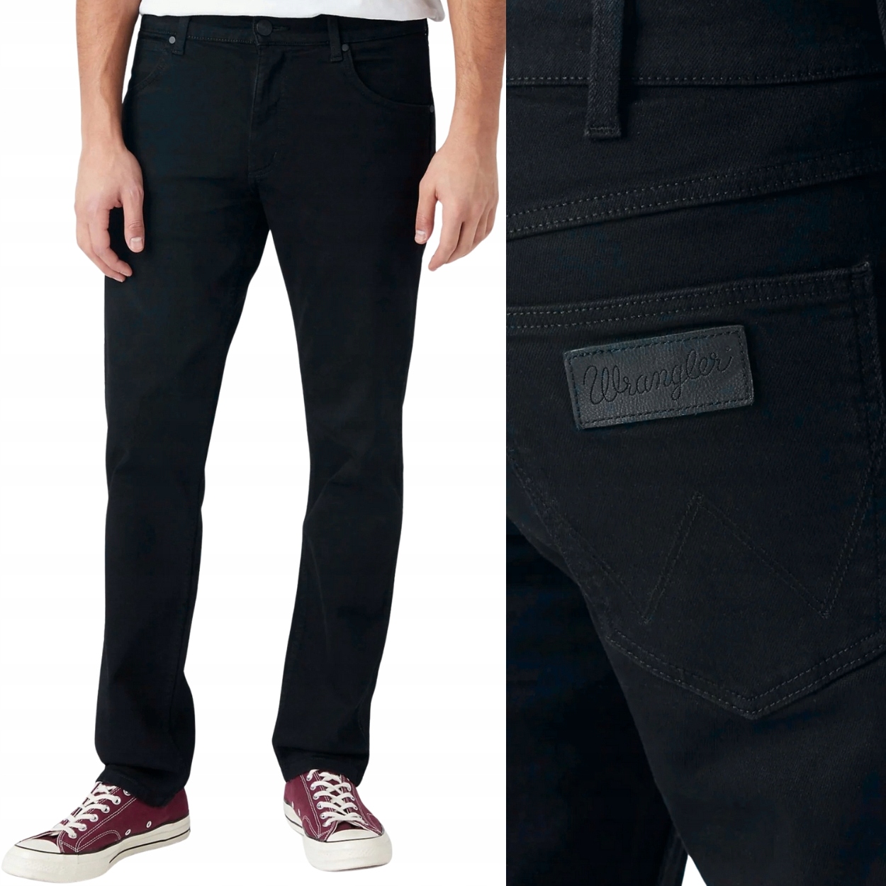 Wrangler Greensboro Black Rinse černé jednoduché džínové kalhoty W31 L34