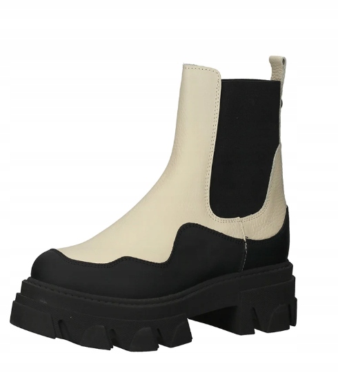 Steve Madden Dámské Kotníkové Boty Béžovo Černé S Nazouvací Kůží 39 Jnm