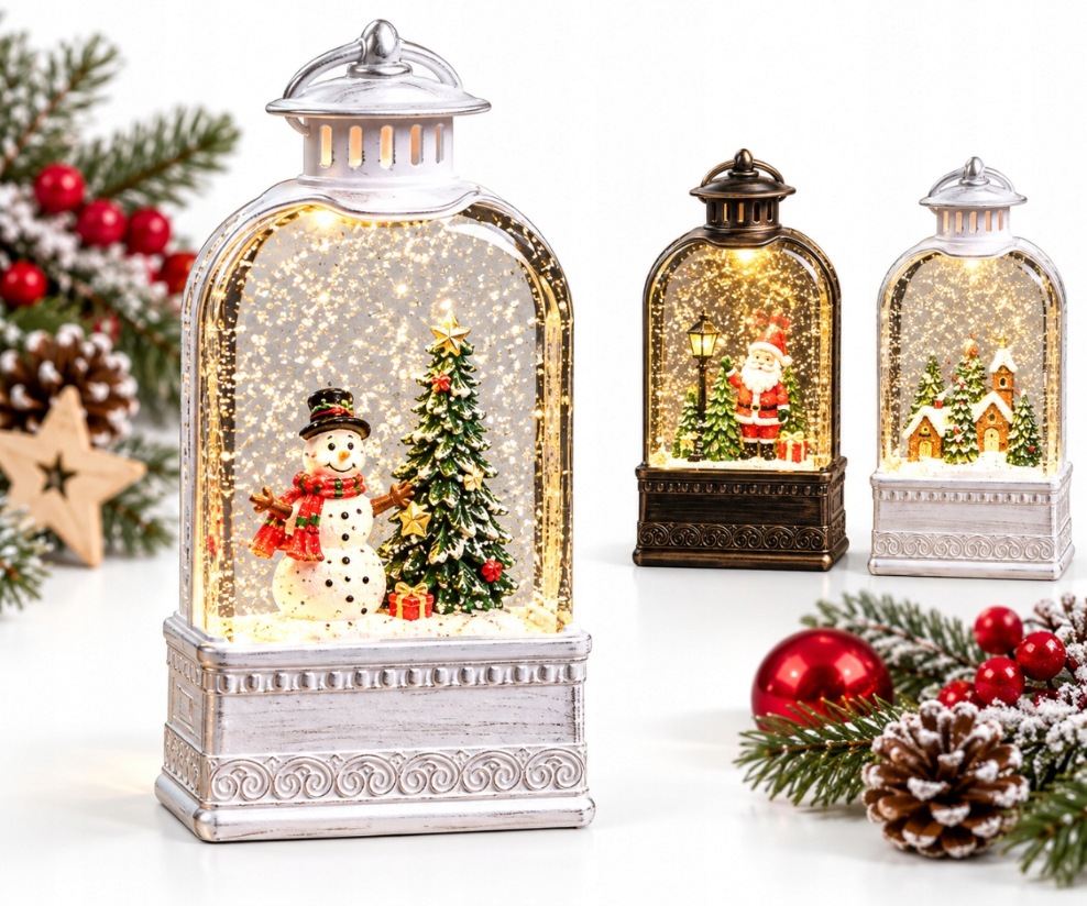 Led Vánoční Lucerna, Vánoční Lucerna, Sněhulák, Vánoční Stromek, 27,5 CM