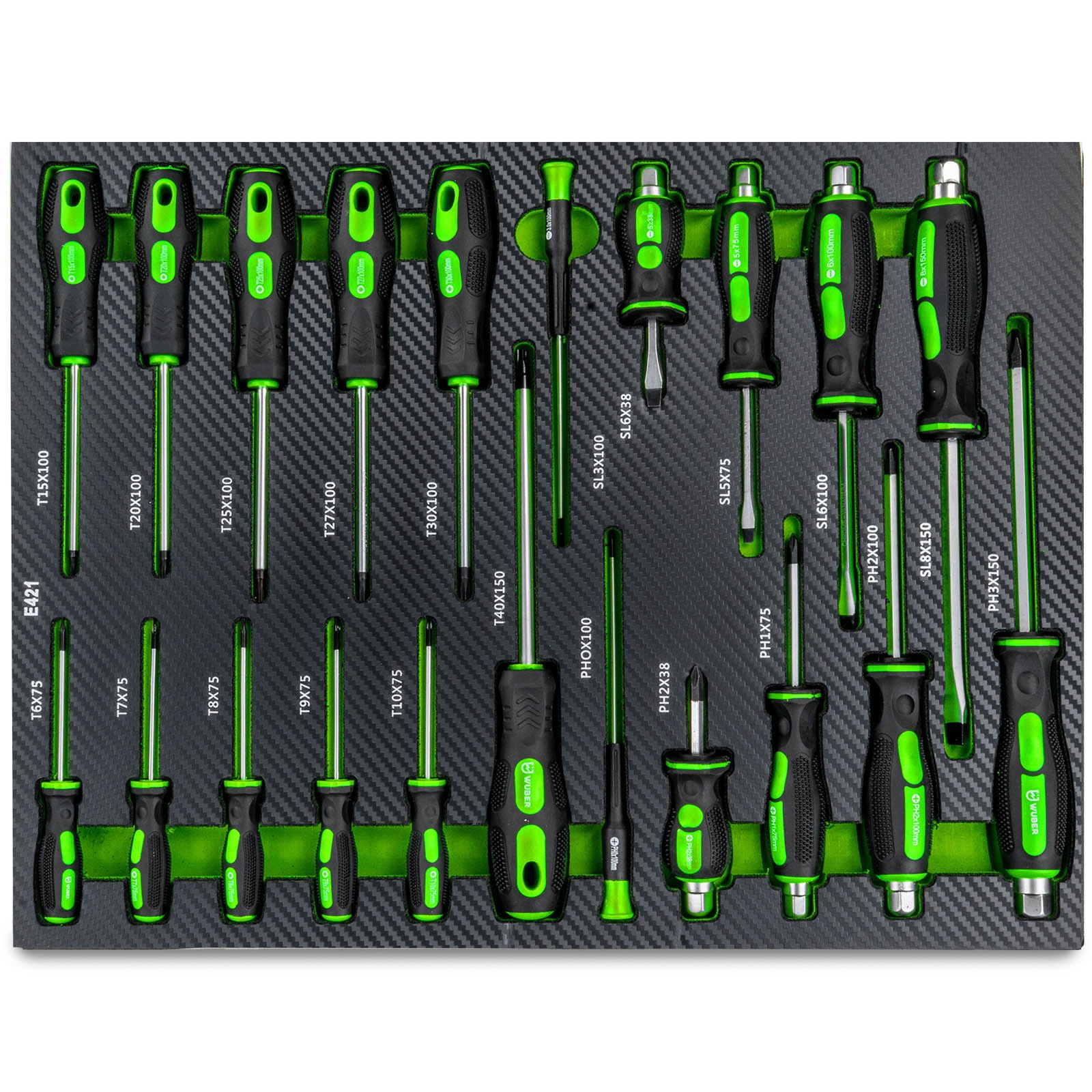 Zestaw Wkrętaków Śrubokręty Wkład Szuflady 21EL Torx Ph Sl Crv Magnetyczne