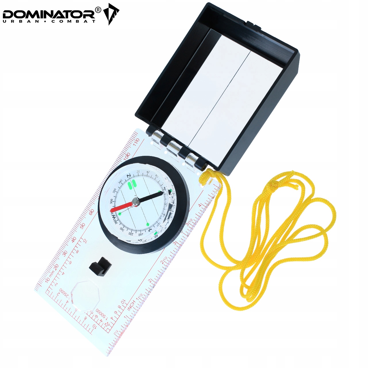 KOMPAS TURYSTYCZNY MAPOWY NA MAPĘ DOMINATOR BUSOLA Z LUSTERKIEM I LINIJKĄ Linijka centymetrowa
