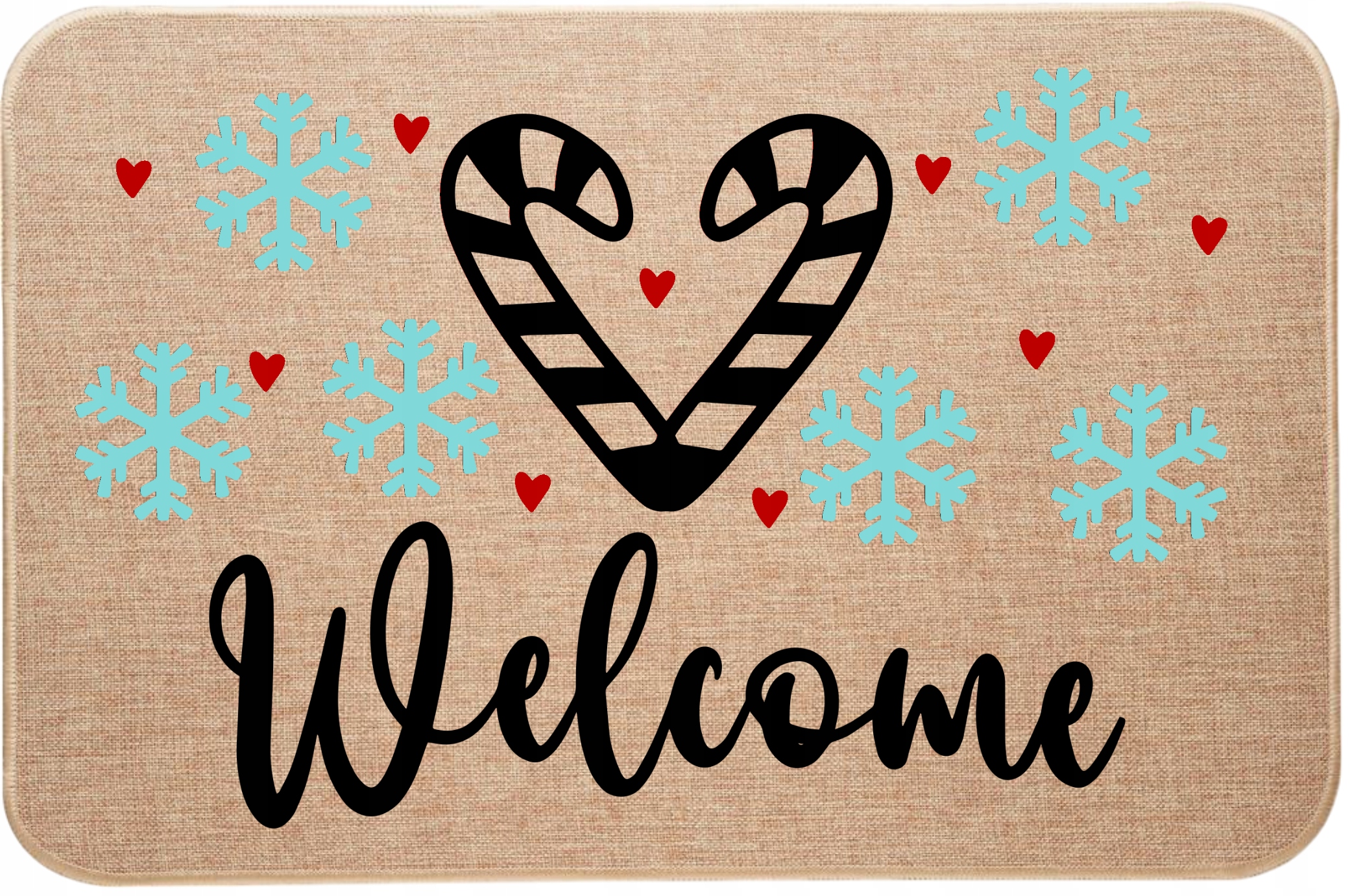 Vánoční rohožka pod dveře z lnu Welcome WItaj