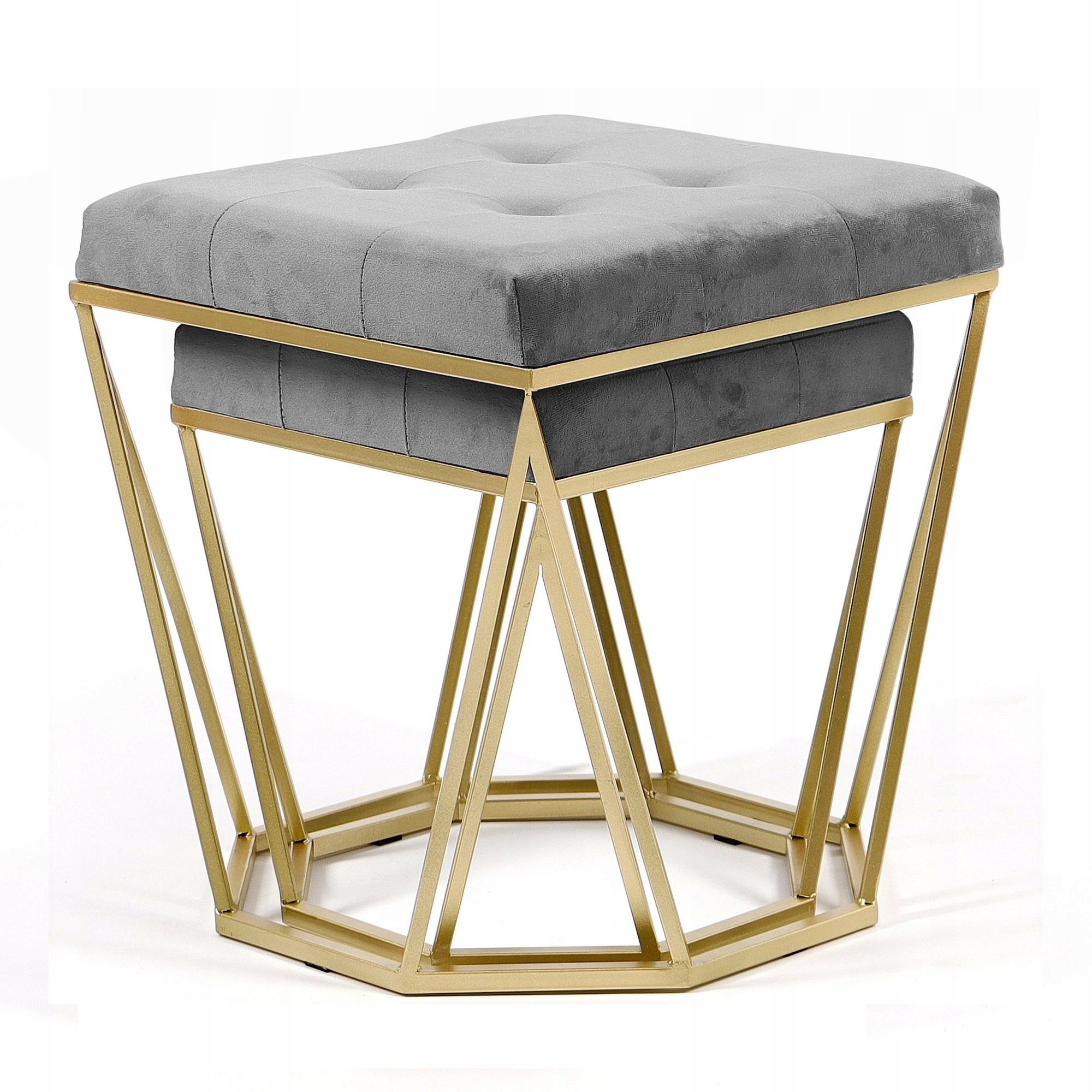 Pufa Welurowa Złota Szara Welur 37 + 45cm 2w1 Kolekcja Oktana