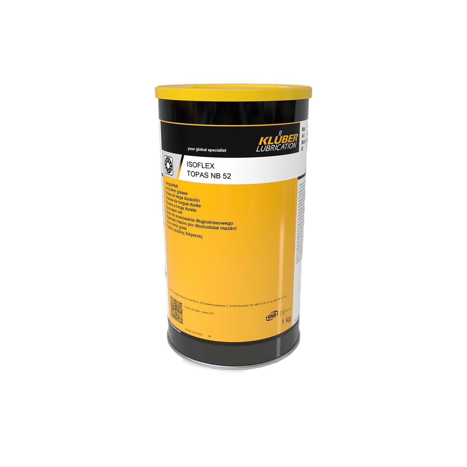 Smar Isoflex Topas Nb 52 1 Kg 004131 Kluber Lubrication 1000g Plechovka