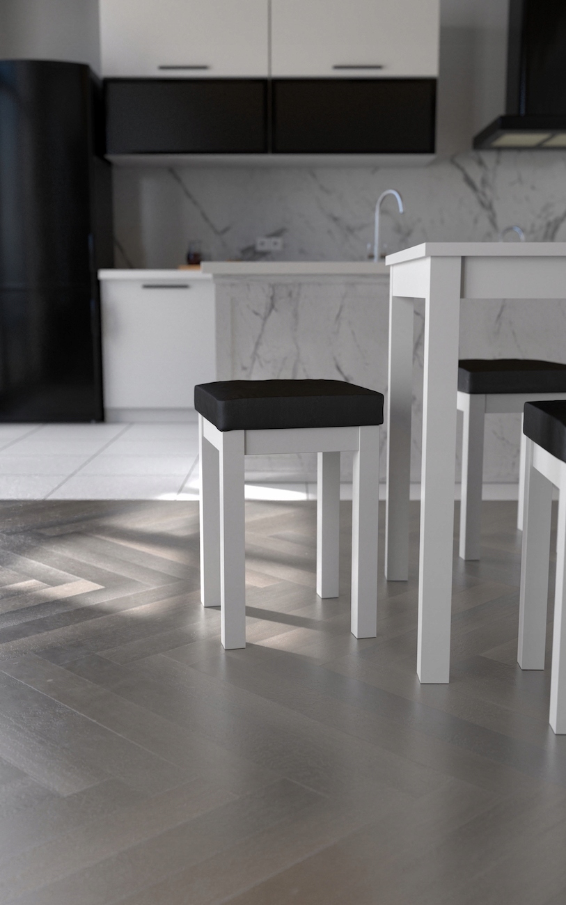 Taboret drewniany stołek tapicerowany Stelmach Ergo RÓŻNE KOLORY lakier Marka Meble Stelmach