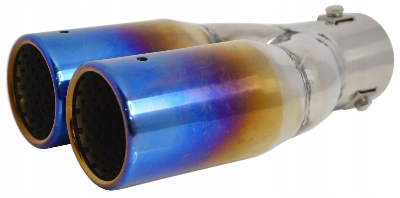 EZKO-026 - ДВОЙНОЙ НАКОНЕЧНИК ГЛУШИТЕЛЯ 2X63 ММ NEOCHROME