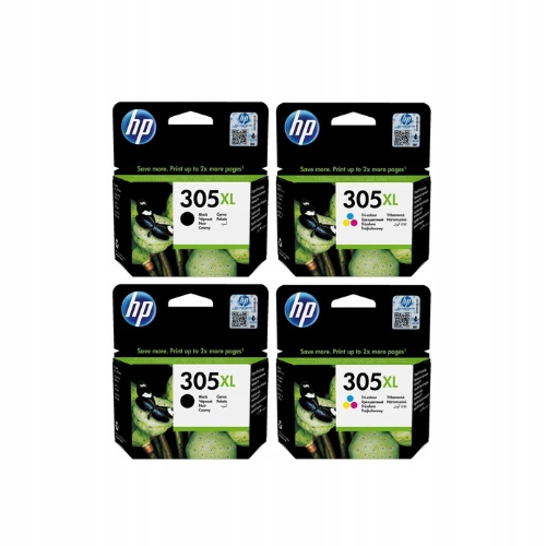 2x Tusz Hp 305XL Czarny 3YM62AE 2x Tusz Hp 305XL Kolor 3YM63AE