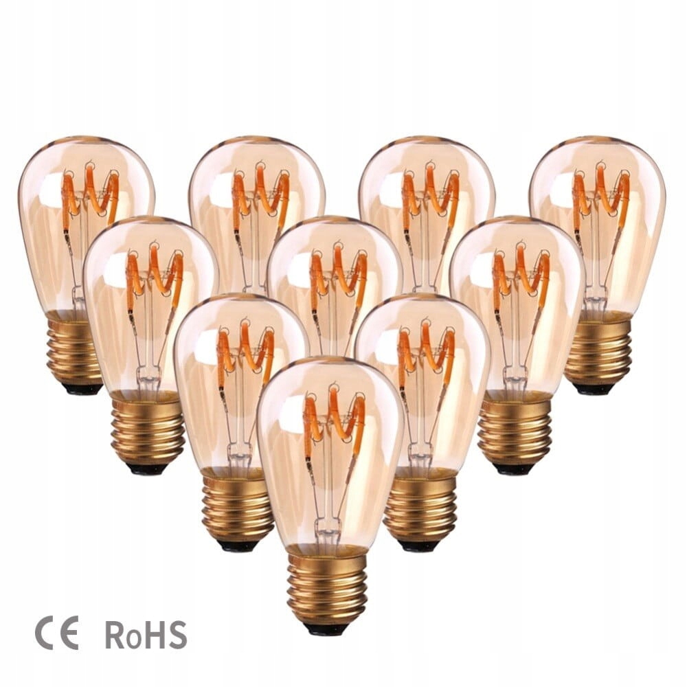 Pakiet 10sztuk żarówka Led E27 S14 0,5W amber girlandowa spirala