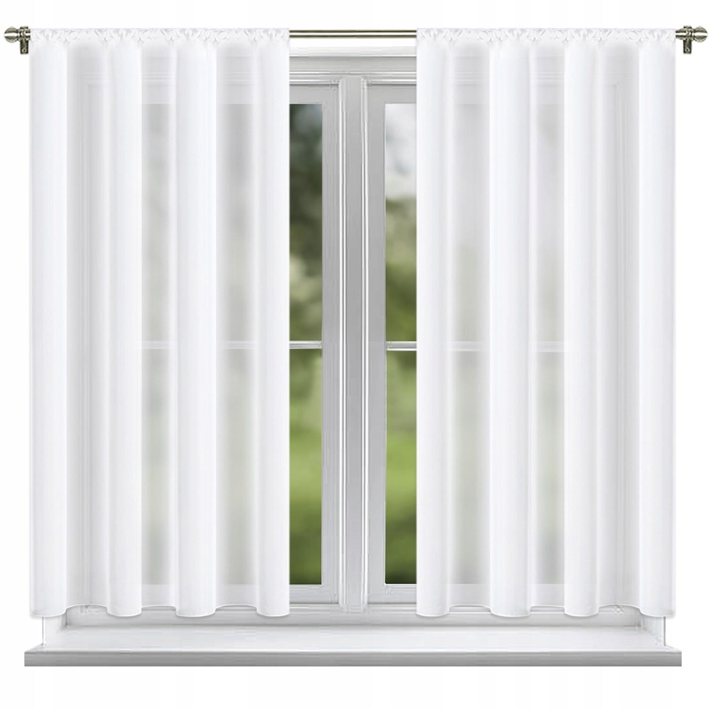 FIRANA WOALOWA GŁADKA KLASYCZNA BIAŁA NA TAŚMIE 150x160cm