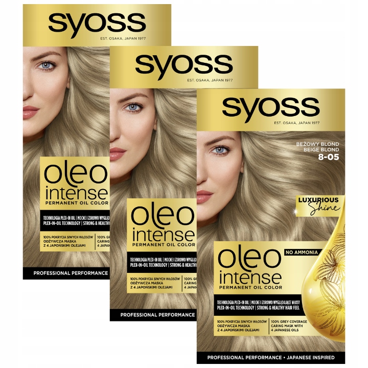 

Syoss Oleo Farba do Włosów 8-05 Beżowy Blond x3