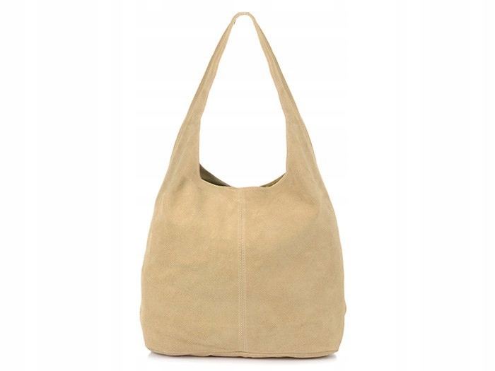 

Włoska Torebka worek Skórzana zamsz Naturalny