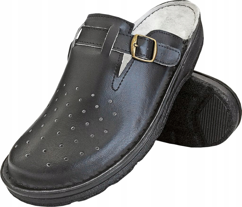 Buty ortopedyczne klapki wentylowane wsuwane skórzane Reis r. 44