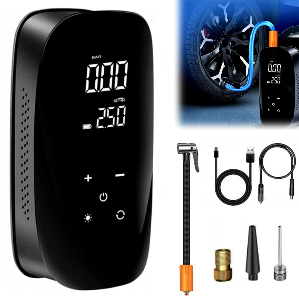Kompresor Do Auta 3V1 Elektrická Pumpa, Powerbanka, Kompresor 6000 mAh
