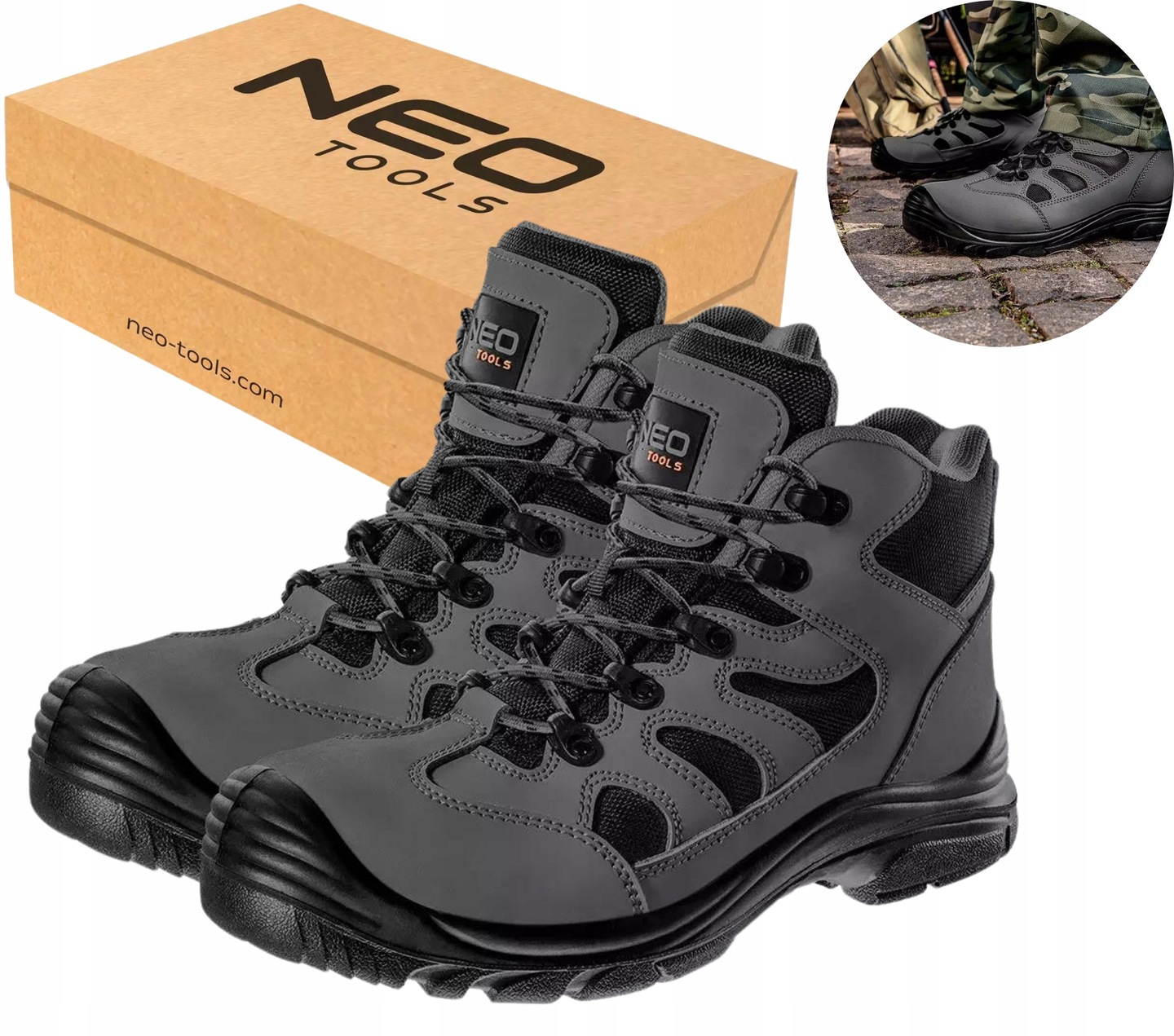 Trzewiki obuwie buty robocze S3 Src, bez metalu, rozmiar 42, Neo 82-167-42