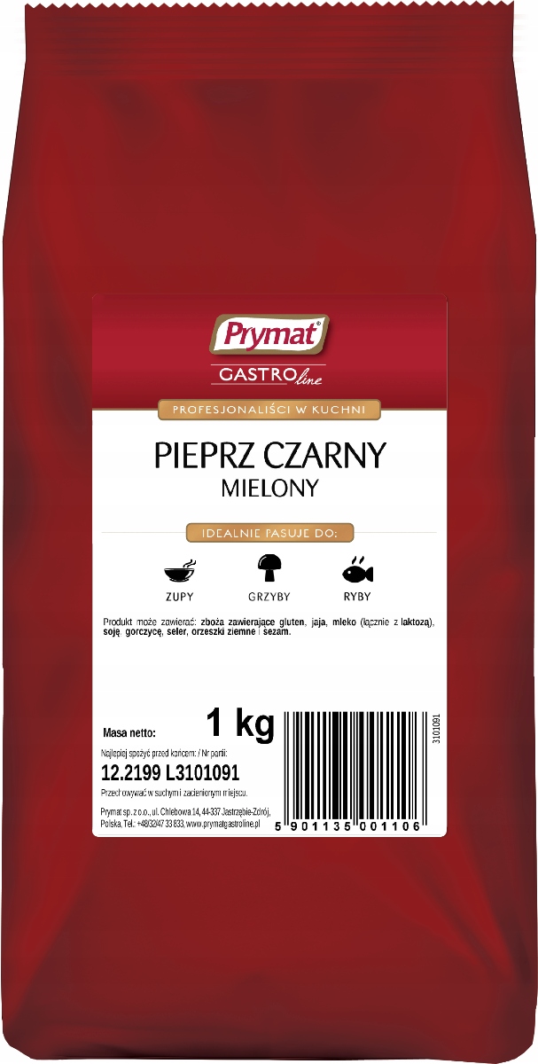 Levně Pepř černý mletý 1000 g Prymat