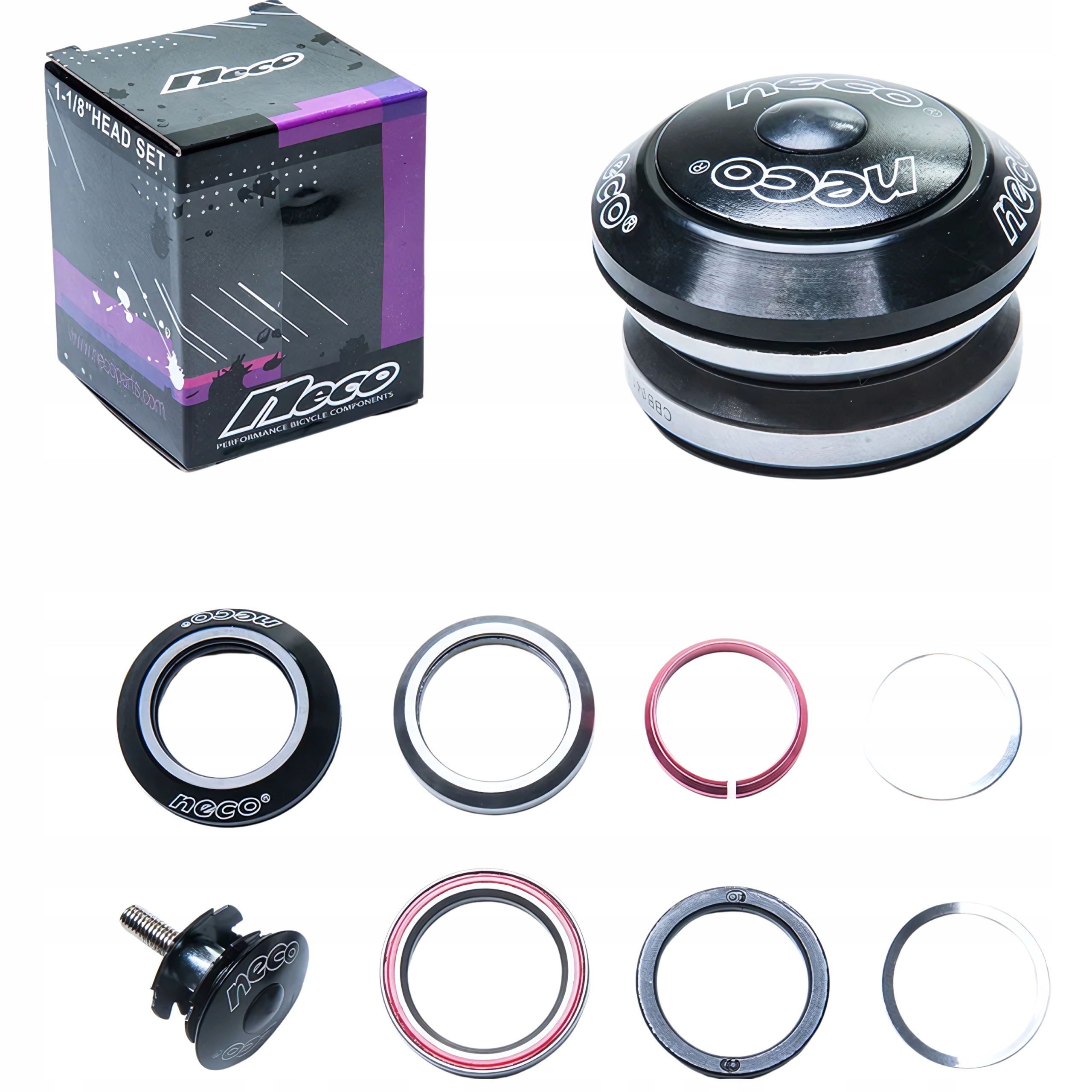 Stery zintegrowane 1 1/8 42x30 czarne aluminiowe 2x cartridge