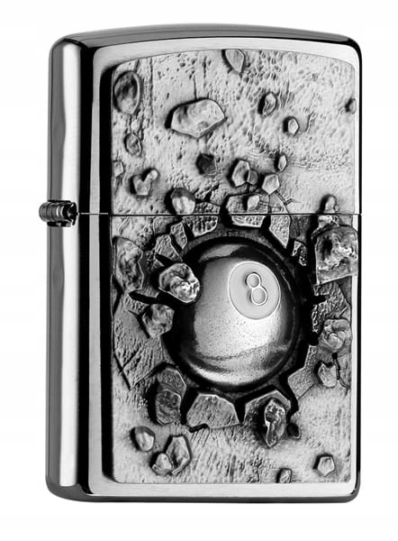 Zapalniczka Zippo Eight Ball Brushed Chrome z emblematem windproof