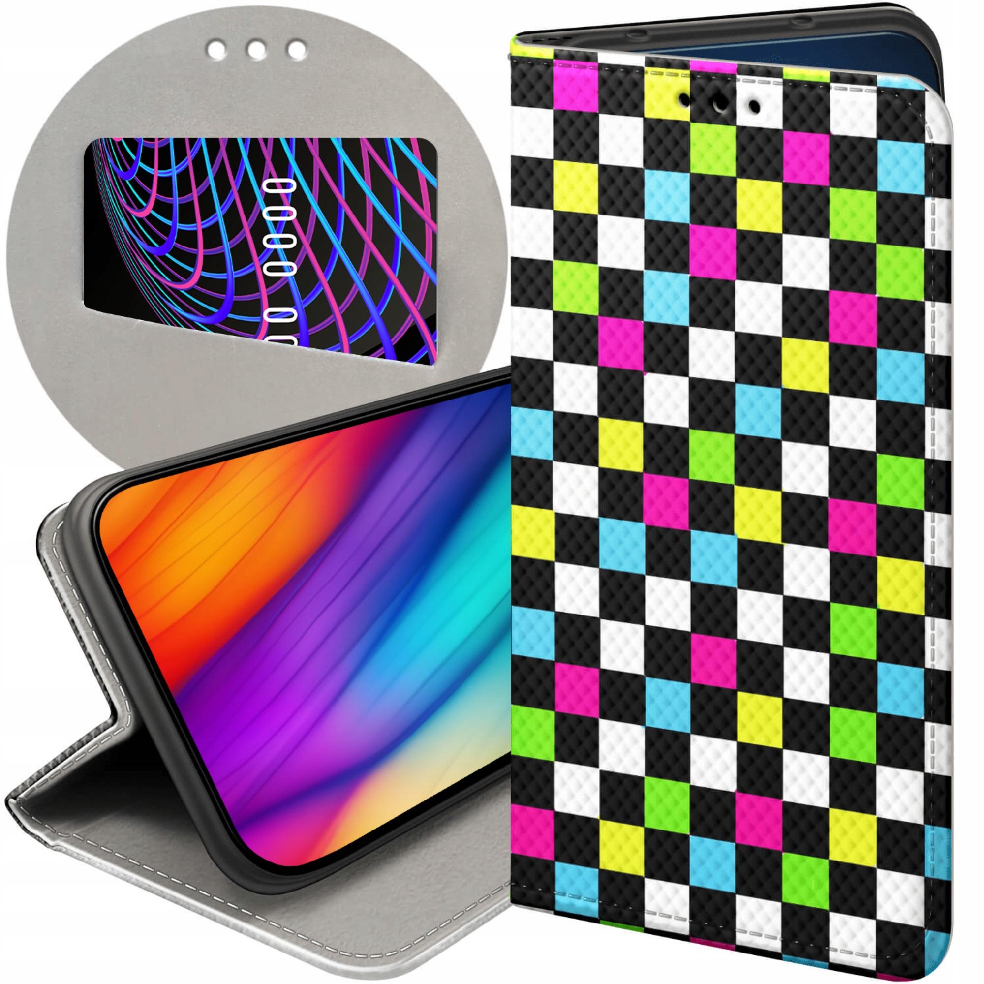 Etui Z Klapką Do Xiaomi Redmi Note 9T Kratka Kratki Krata Futerał