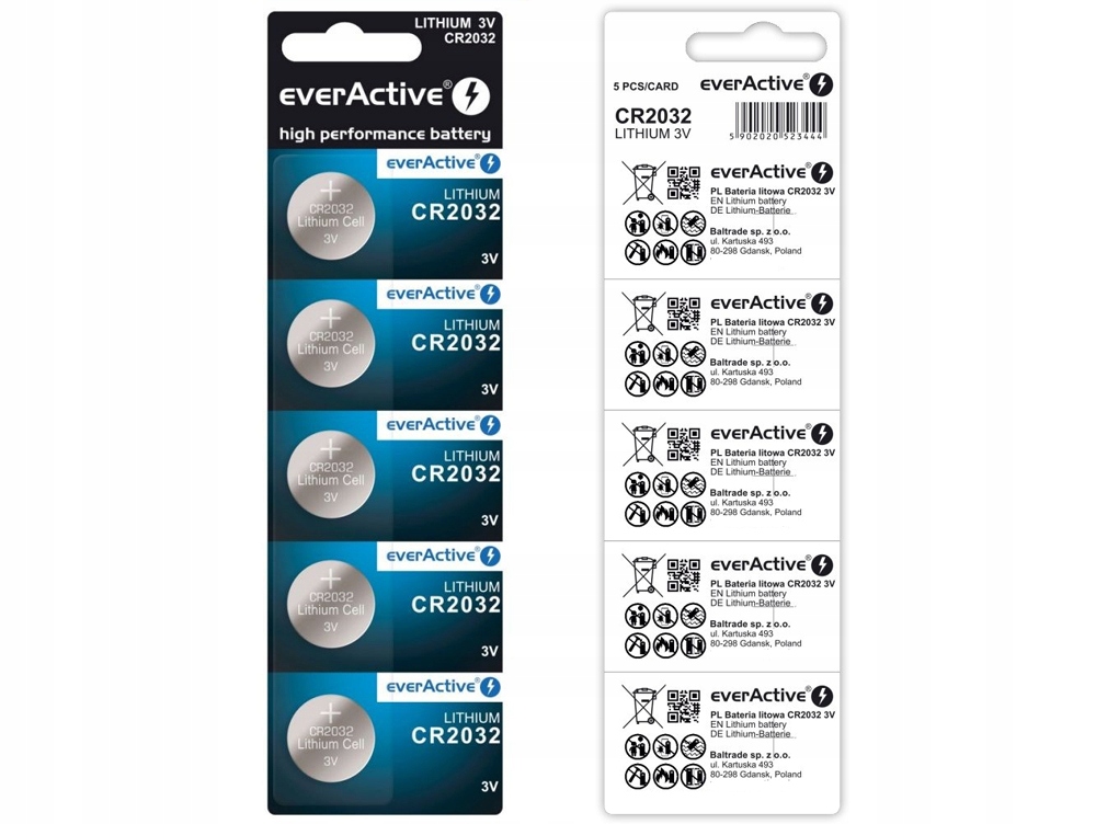

Bateria CR2032 3V Litowa everActive Blister 5szt
