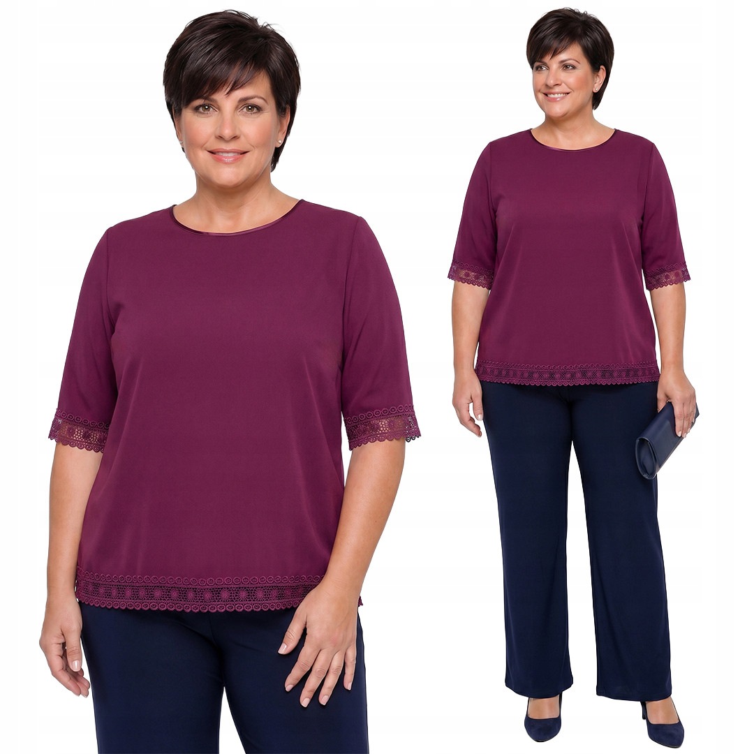Fialová halenka s krajkou plus size velikost 52/54