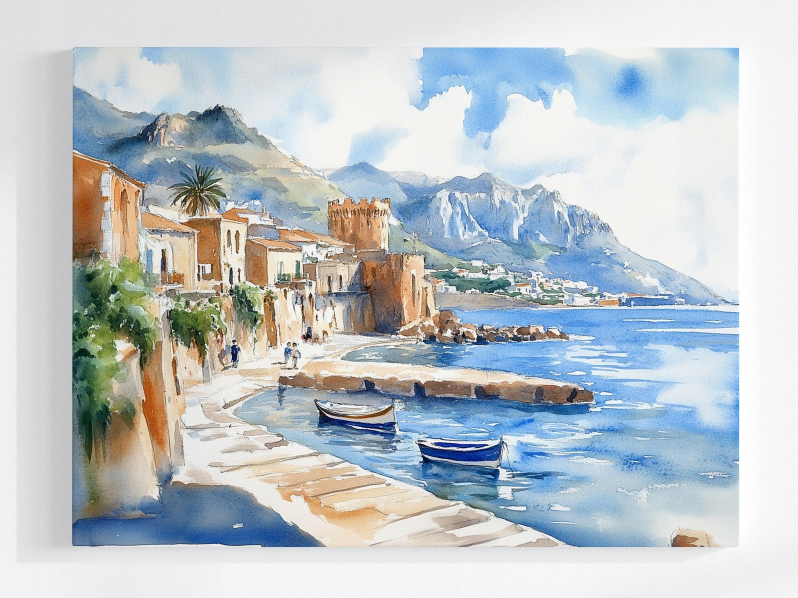 Obraz Na Plátně Canvas Krajina Itálie Sicílie Moře Marina Lodě 80x60