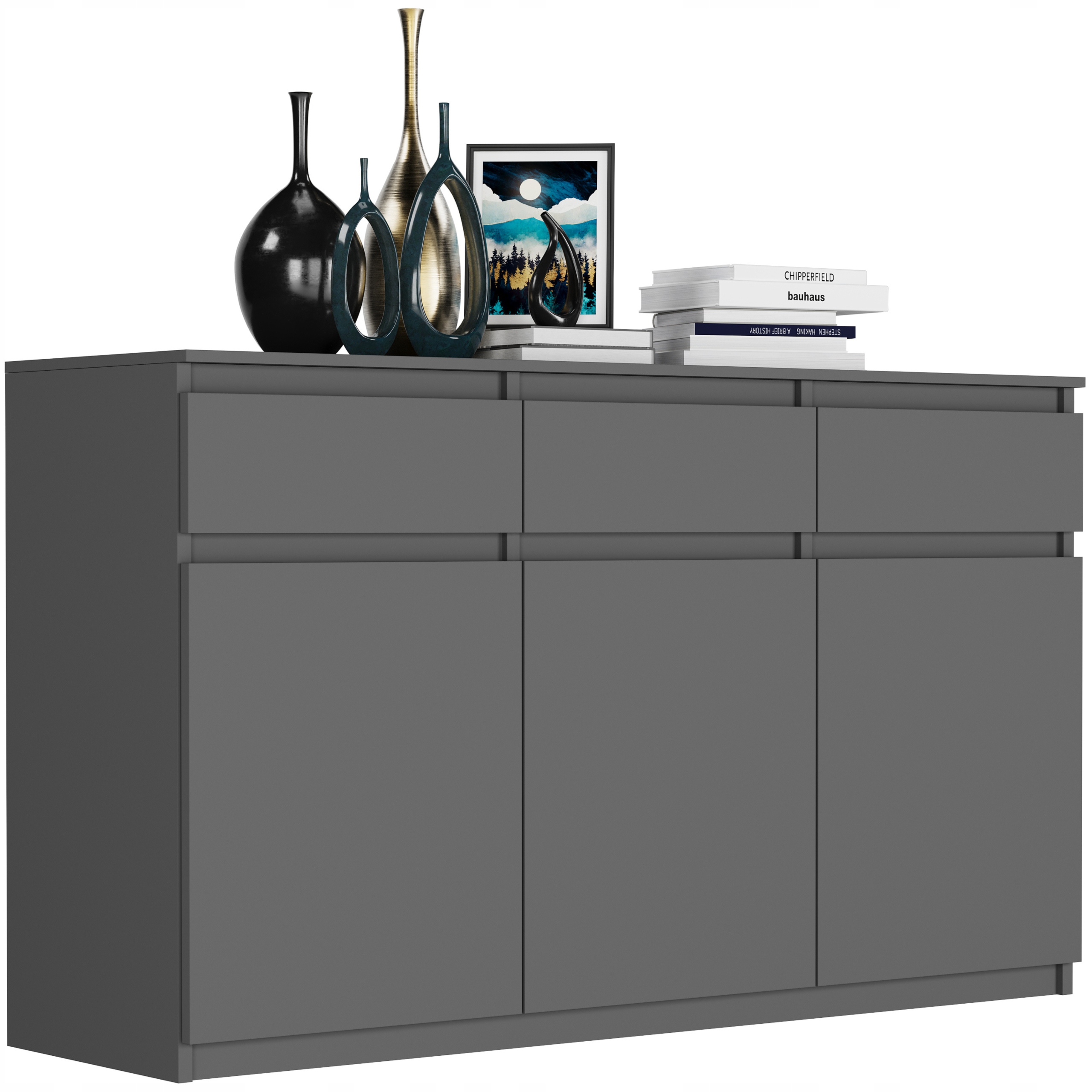 KOMODA 98CM SZAFKA 3 SZUFLADY ANTRACYT S3