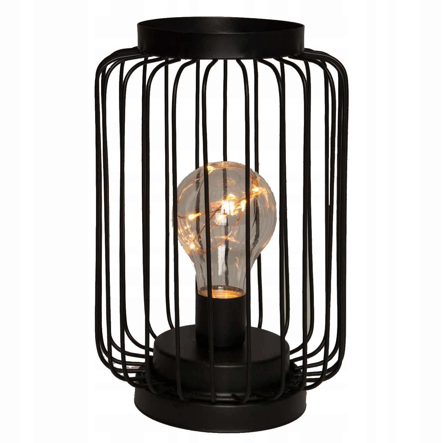 

Czarny metalowy Retro lampion z żarówką Led 21 cm
