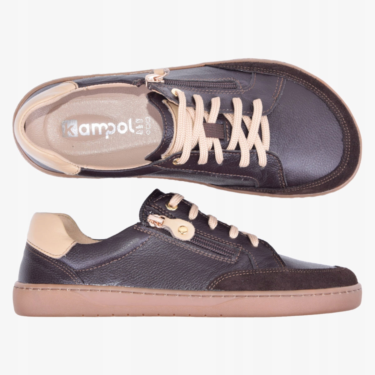 Buty Barefoot Damskie Szerokie Skórzane Skóra Minimalistyczne Brązowe 41