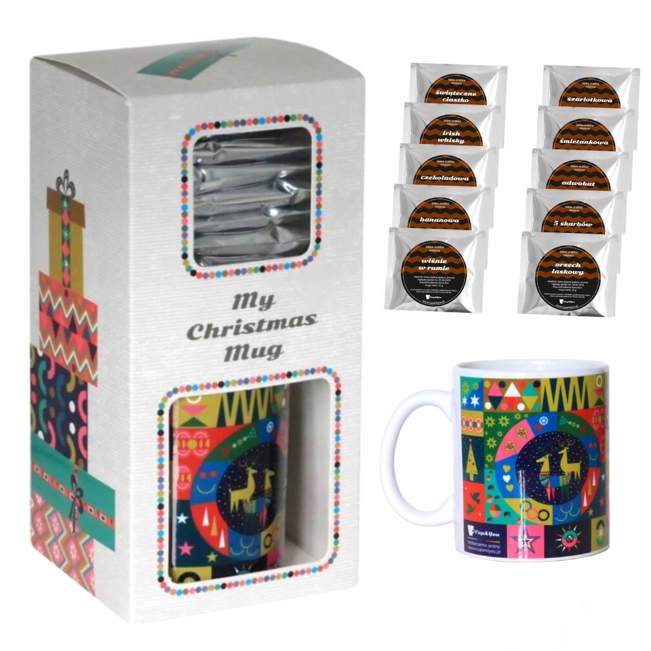 Levně Vánoční Sada MIX Chuťových Mletých Káv S Hrnkem Dárek Pro Mikuláše
