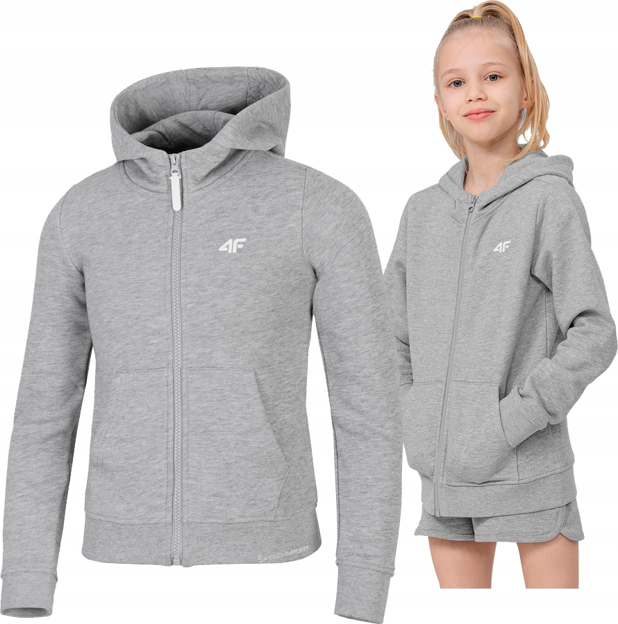 

4F Dziewczęca Bluza Z Kapturem Rozpinana / 152