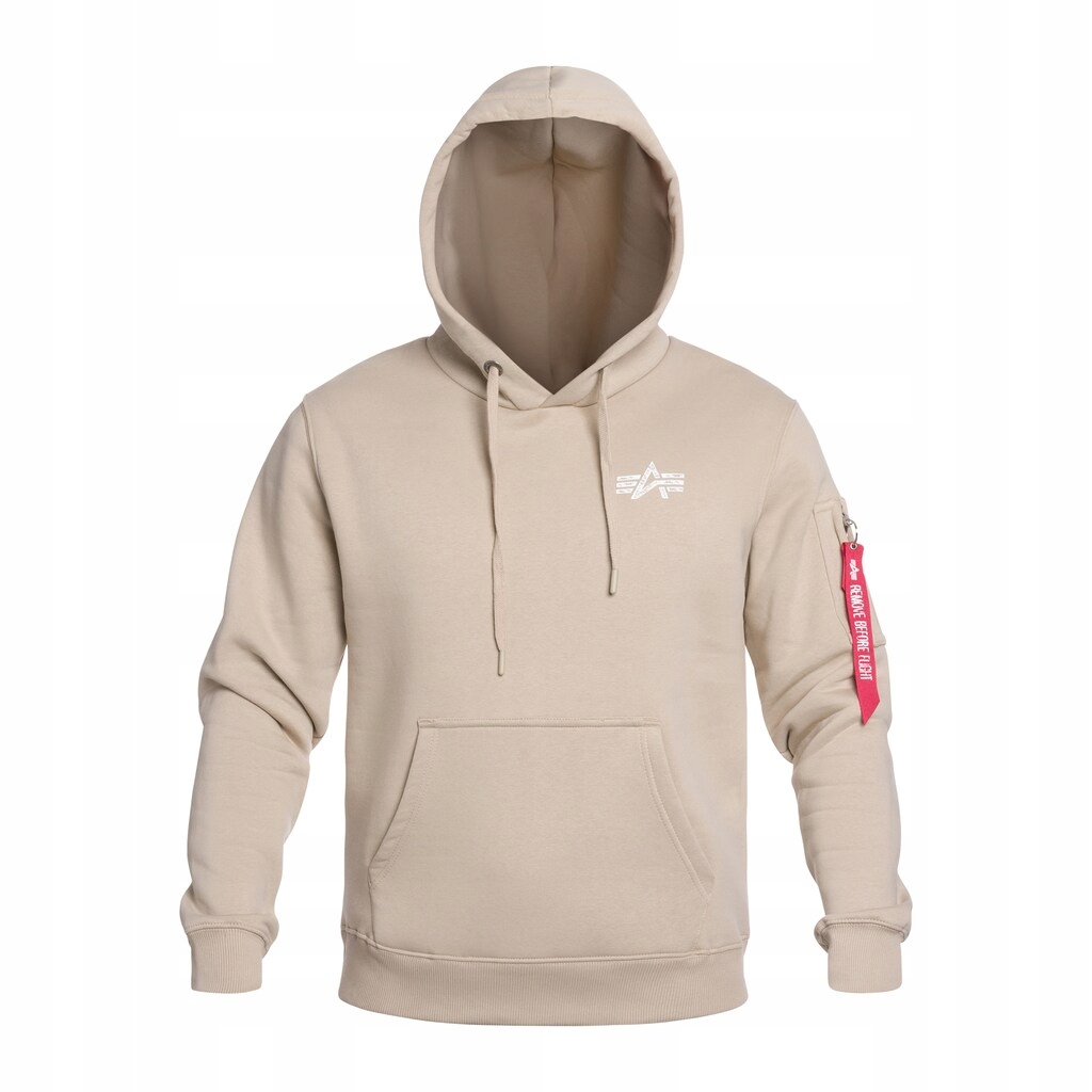 Mikina s kapucí Alpha Industries Signature Back Print Organic Beige S