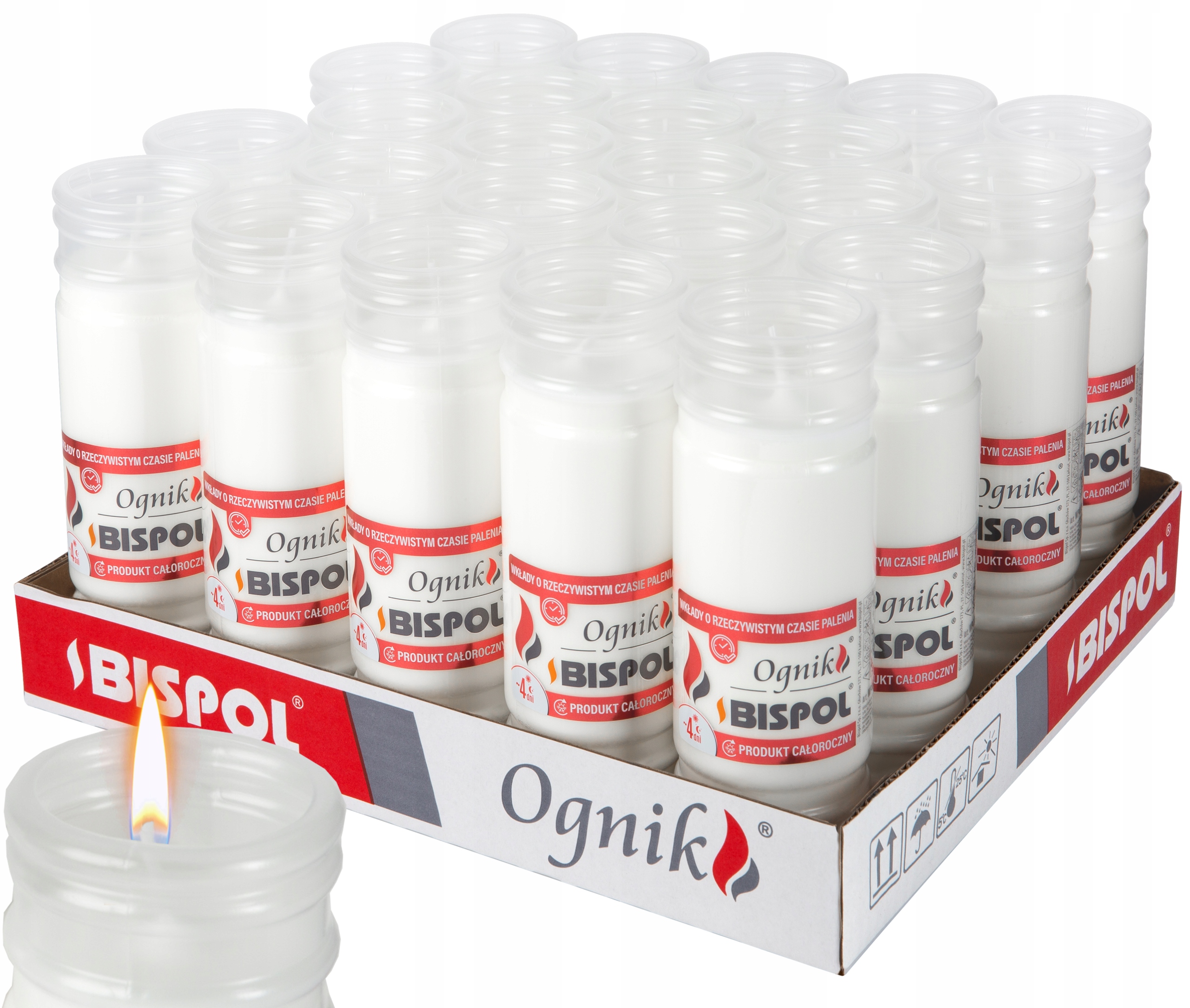 Parafínové Vložky Do Hřbitovních Svíček Hřbitovní Bispol Ognik WP4 96H Svařovací 24 ks