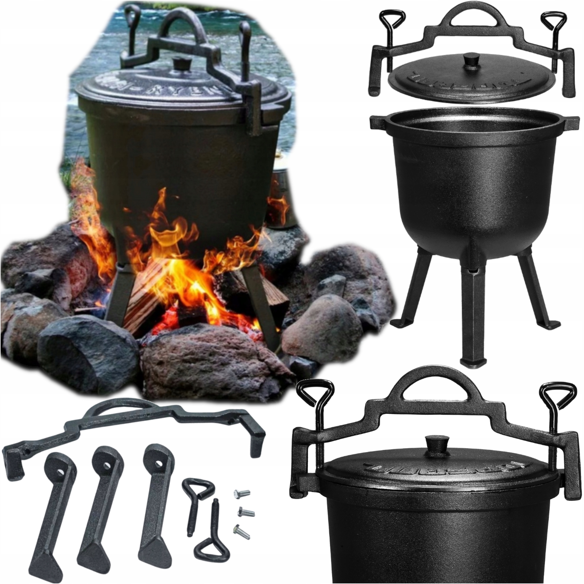 Litinový Hrnec Lovecký Kotlík 2v1 Stojící/závěsný Nejlepší Slitina Železa