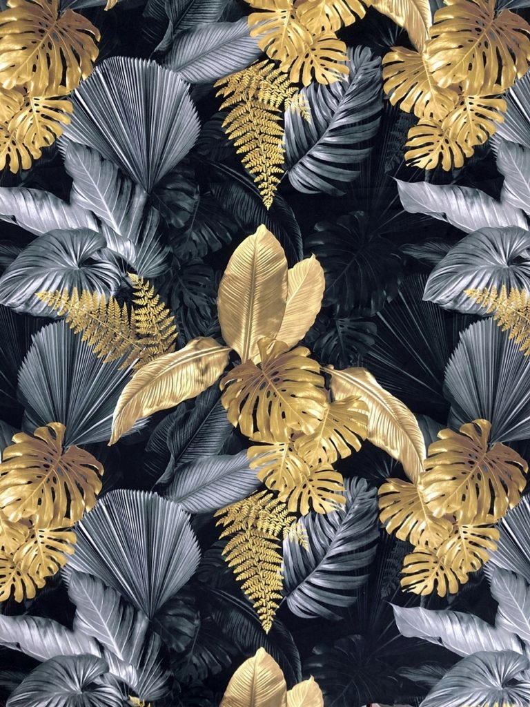 

Materiał Plusz Welur Wzor Liscie Kwiaty Monstera