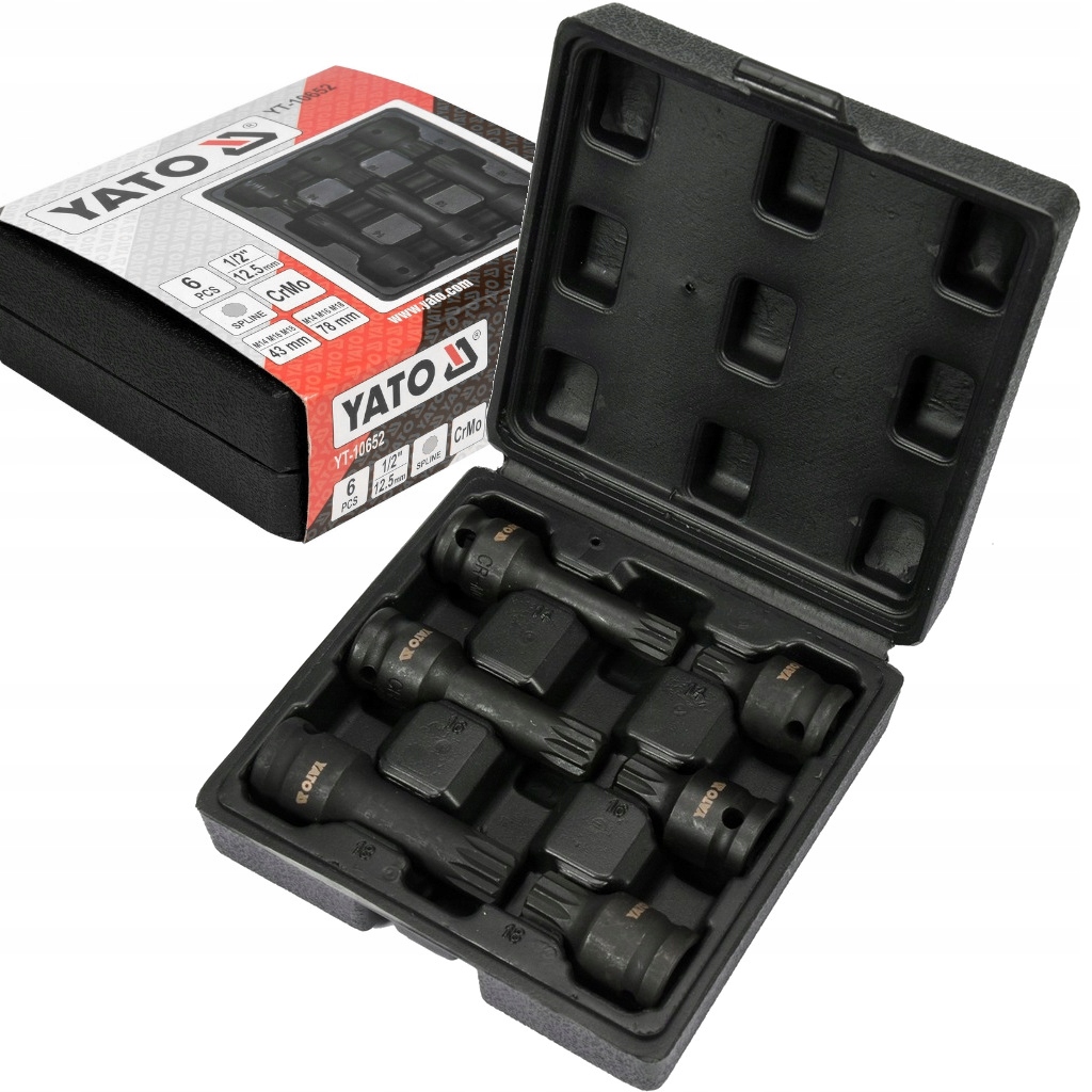 Yato Klucze Trzpieniowe Nasadki Udarowe Spline 1/2" 6SZT.