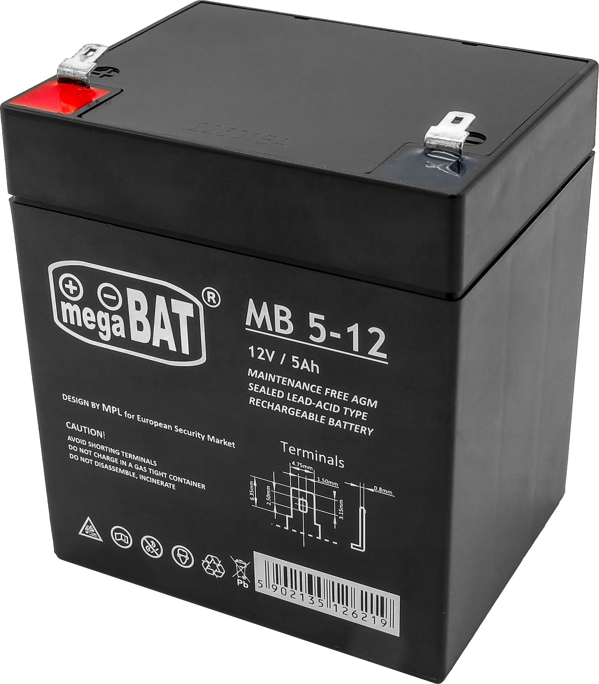 Akumulator Agm 12V 5Ah Bezobsługowy Vrla (wymiar 4Ah 4.5Ah) Alarm Ups